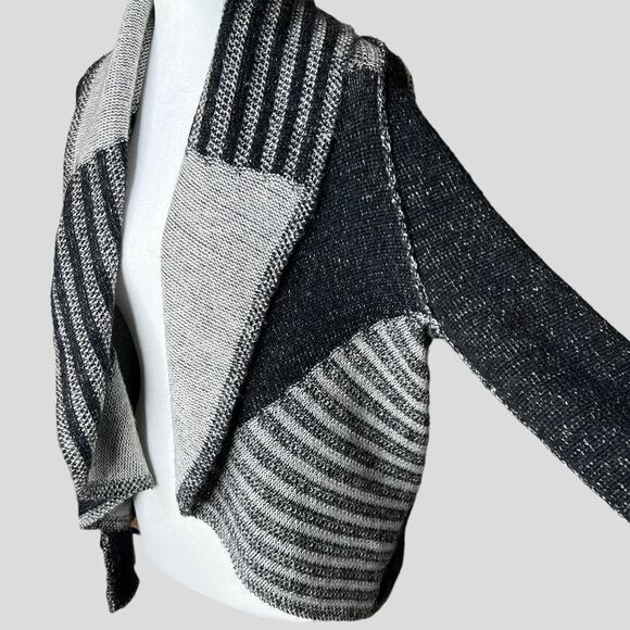 Cabi Womens Cardigan Patchwork Sweater SZ M Wool Blend Open Front Mixed Pattern - Picture 5 of 11